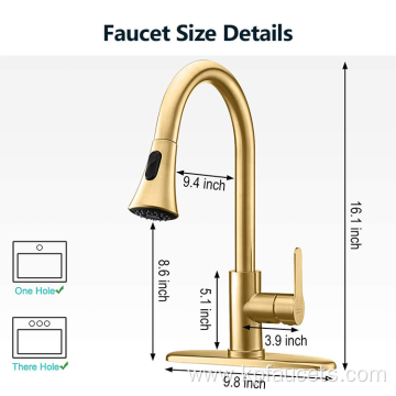 Single Lever Gold Pull Down Kitchen Faucet